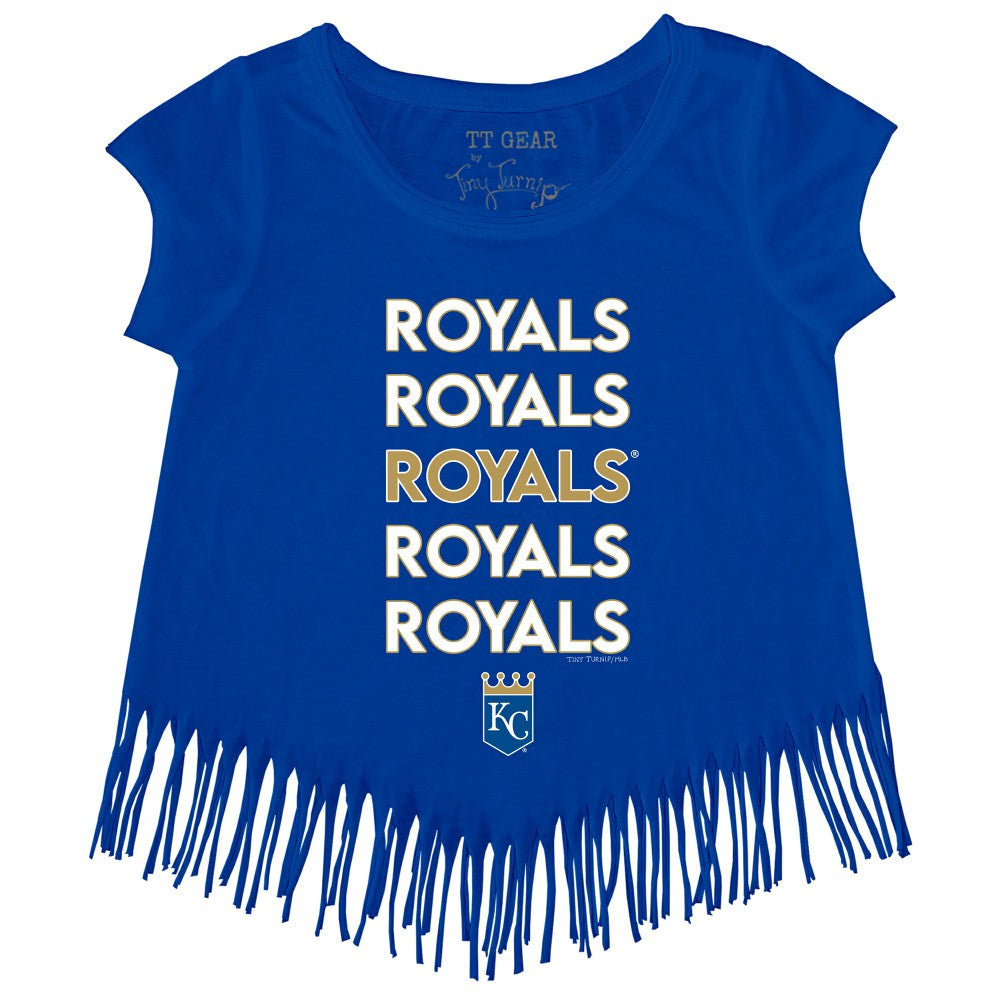 Kansas City Royals Tiny Turnip Girls Youth Stacked Fringe T-Shirt - MLB