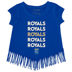Kansas City Royals Tiny Turnip Girls Youth Stacked Fringe T-Shirt - MLB