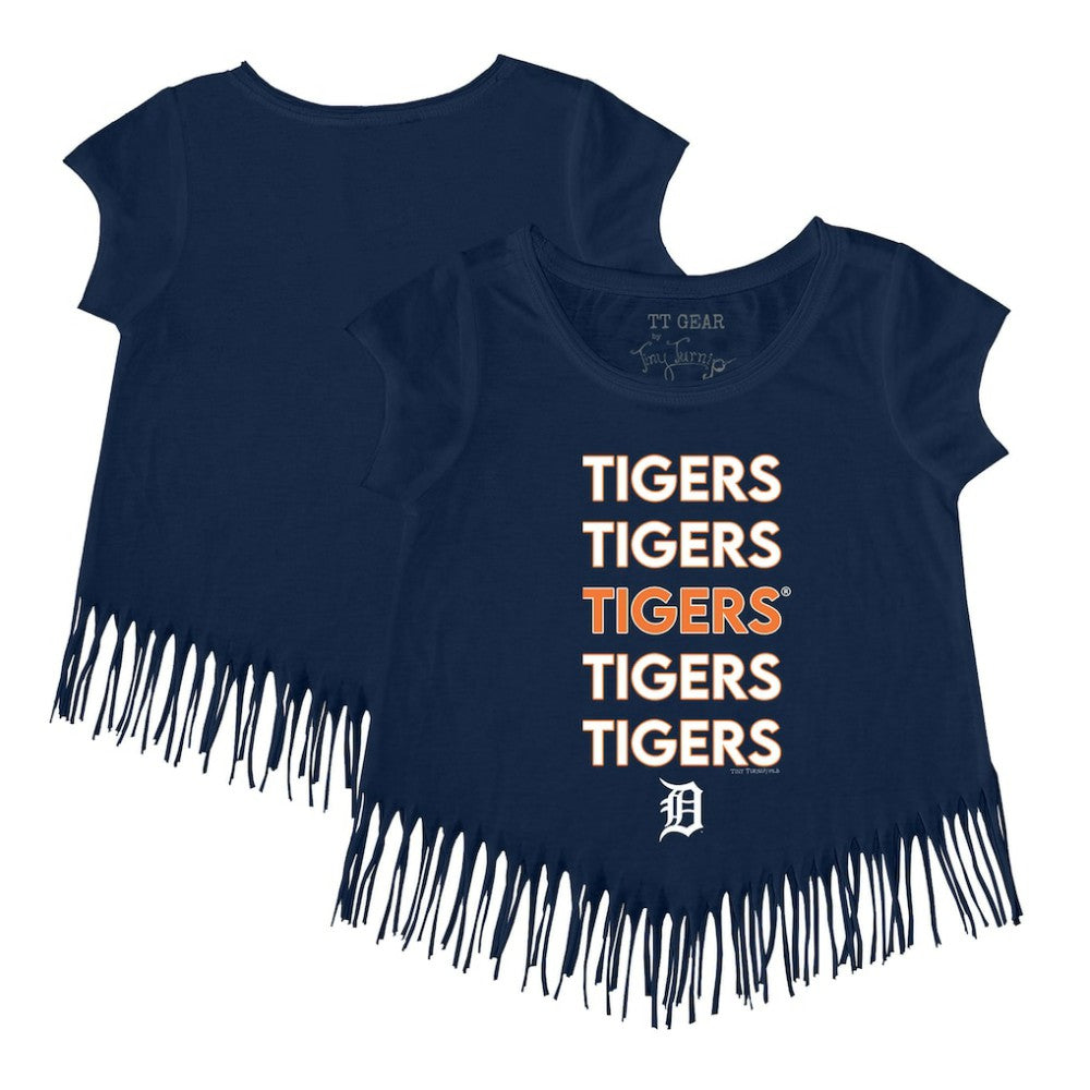Detroit Tigers Tiny Turnip Girls Youth Stacked Fringe T-Shirt - MLB