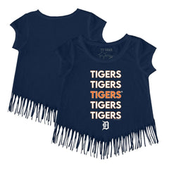 Detroit Tigers Tiny Turnip Girls Youth Stacked Fringe T-Shirt - MLB