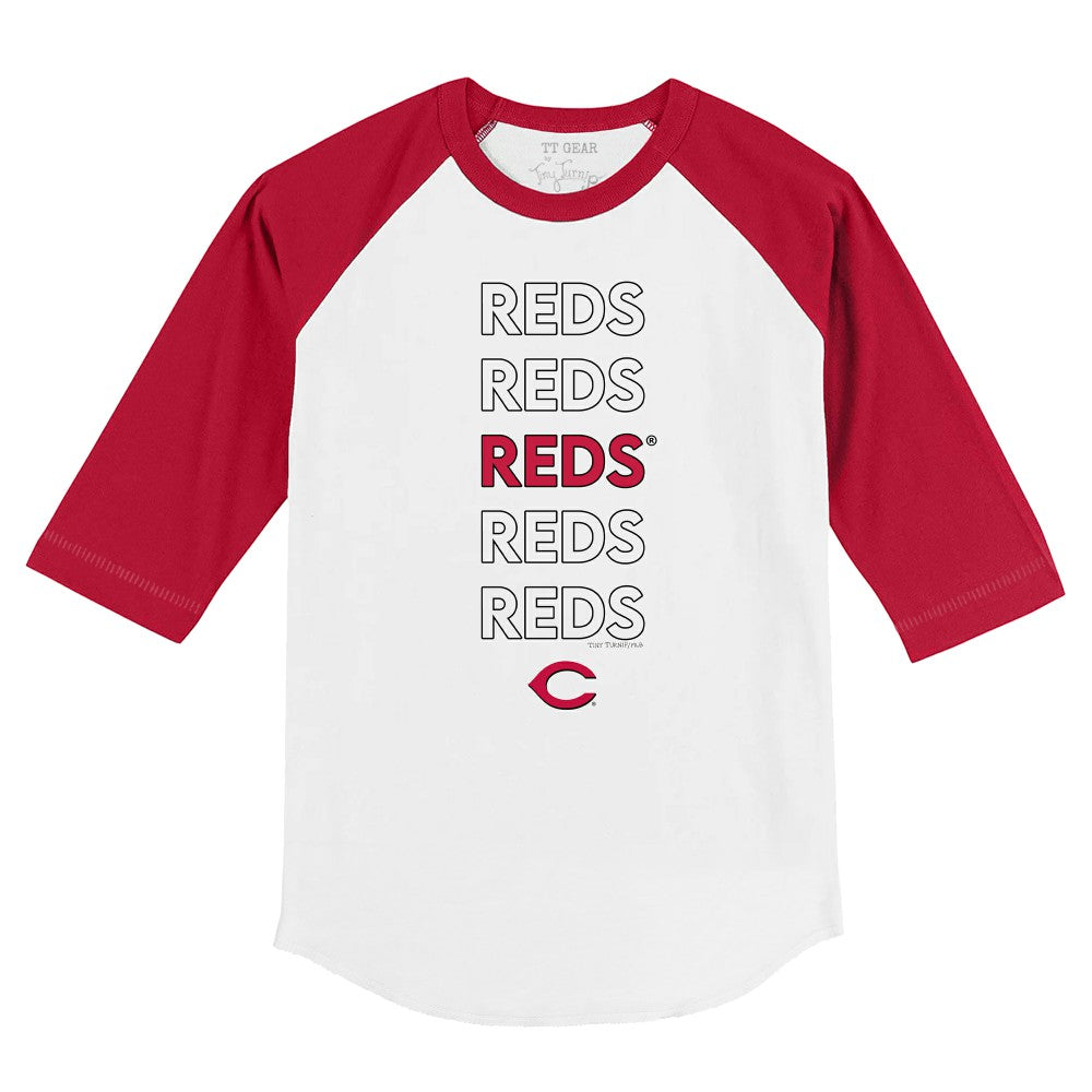 Cincinnati Reds Tiny Turnip Youth Stacked 3/4-Sleeve Raglan T-Shirt - MLB
