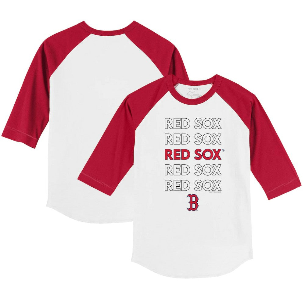 Boston Red Sox Tiny Turnip Youth Stacked 3/4-Sleeve Raglan T-Shirt - MLB