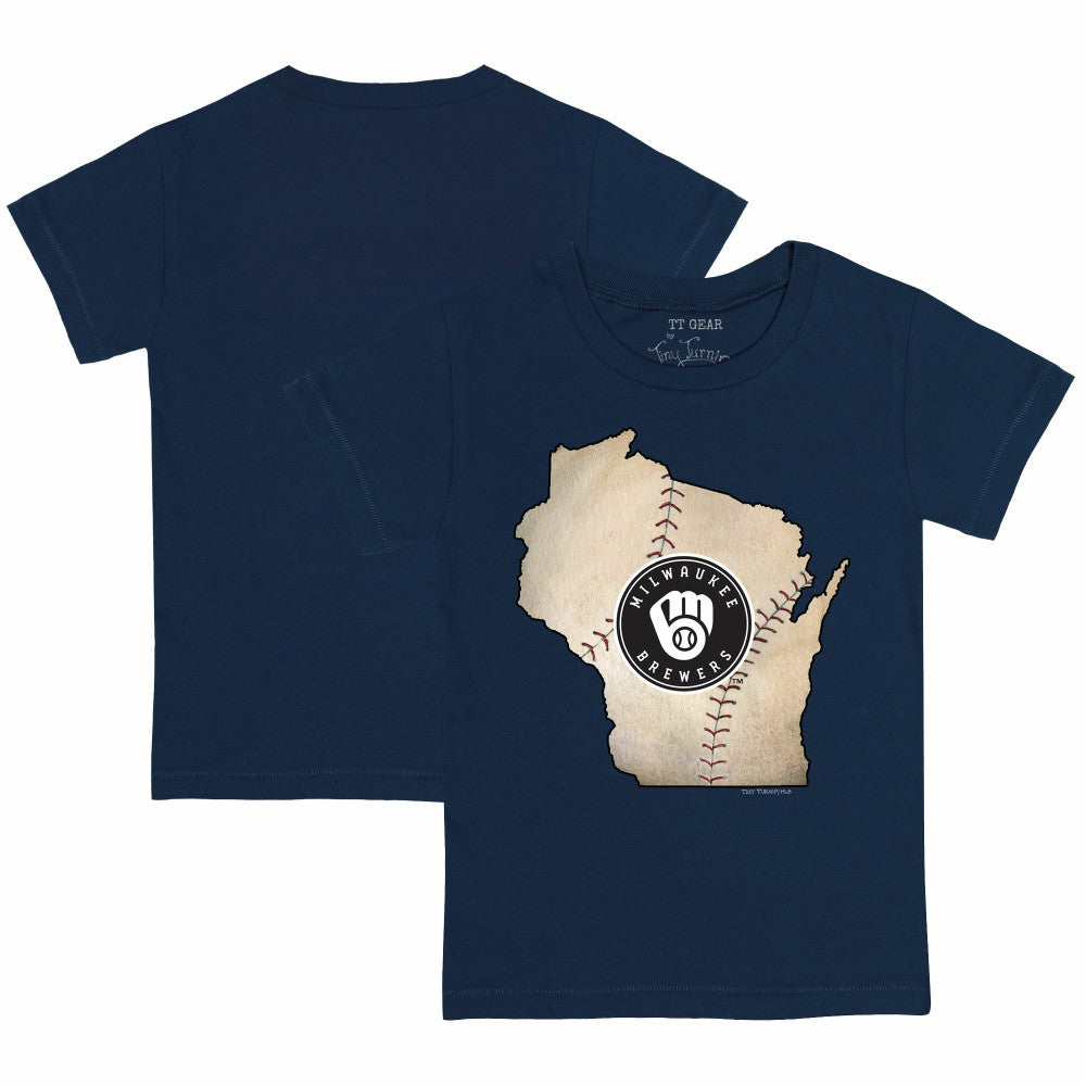 Milwaukee Brewers Tiny Turnip Youth State Outline T-Shirt - MLB