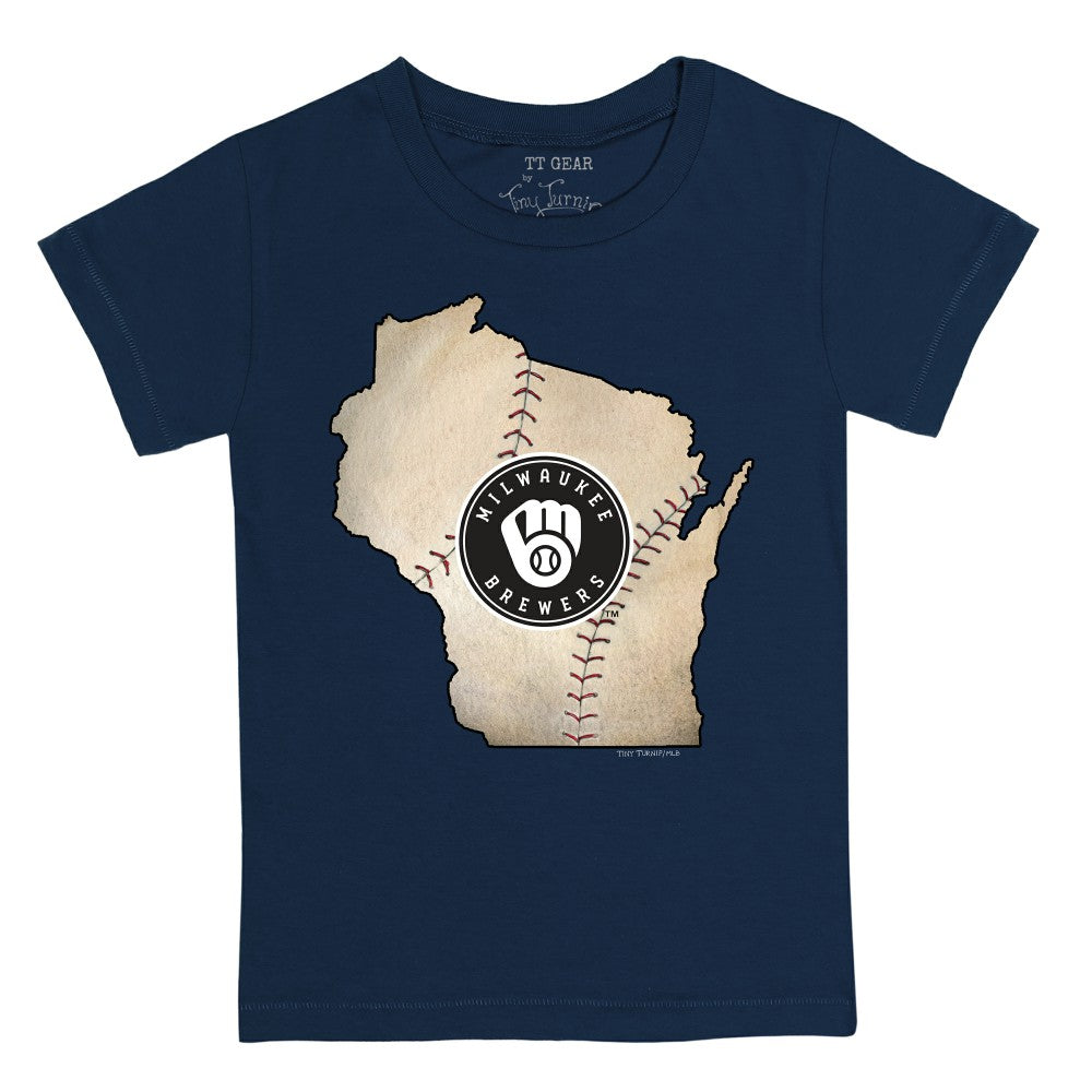 Milwaukee Brewers Tiny Turnip Youth State Outline T-Shirt - MLB