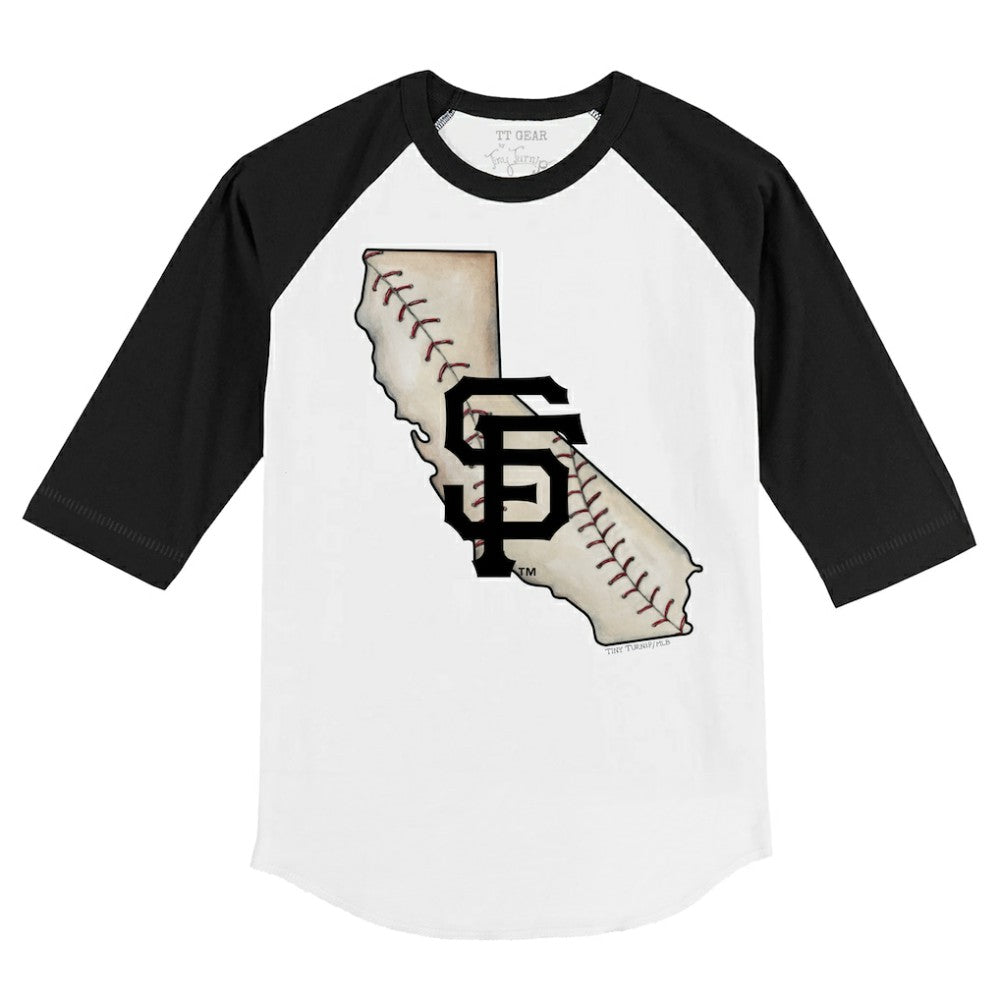 San Francisco Giants Tiny Turnip Youth State Outline 3/4-Sleeve Raglan T-Shirt - MLB