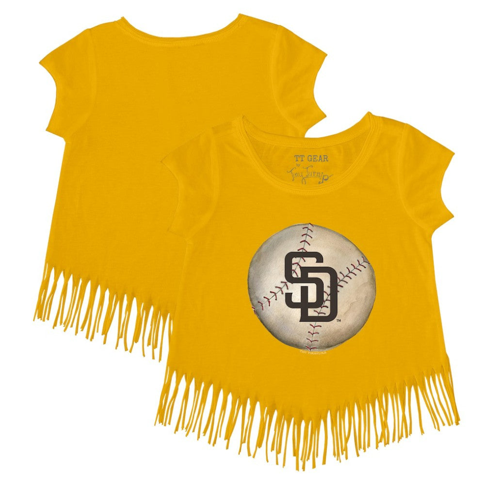 San Diego Padres Tiny Turnip Girls Youth Stitched Baseball Fringe T-Shirt - MLB