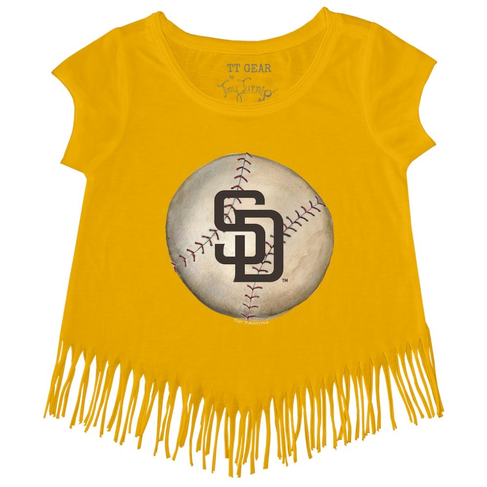 San Diego Padres Tiny Turnip Girls Youth Stitched Baseball Fringe T-Shirt - MLB