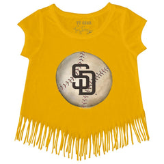San Diego Padres Tiny Turnip Girls Youth Stitched Baseball Fringe T-Shirt - MLB