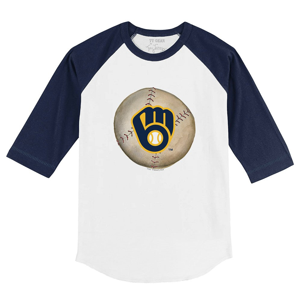 Milwaukee Brewers Tiny Turnip Youth Stitched Baseball 3/4-Sleeve Raglan T-Shirt - MLB