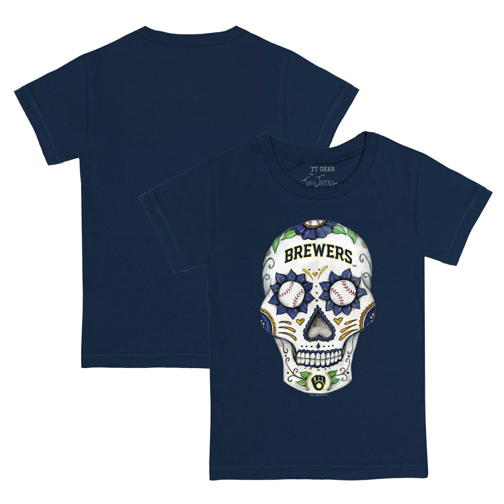 Milwaukee Brewers Tiny Turnip Youth Sugar Skull T-Shirt - MLB