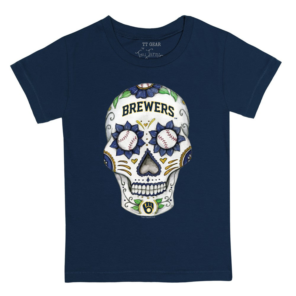 Milwaukee Brewers Tiny Turnip Youth Sugar Skull T-Shirt - MLB