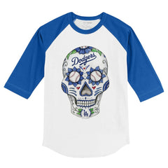 Los Angeles Dodgers Tiny Turnip Youth Sugar Skull 3/4-Sleeve Raglan T-Shirt - MLB