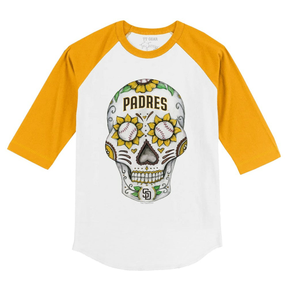 San Diego Padres Tiny Turnip Youth Sugar Skull 3/4-Sleeve Raglan T-Shirt - MLB