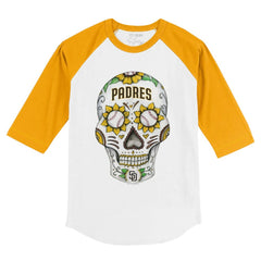 San Diego Padres Tiny Turnip Youth Sugar Skull 3/4-Sleeve Raglan T-Shirt - MLB