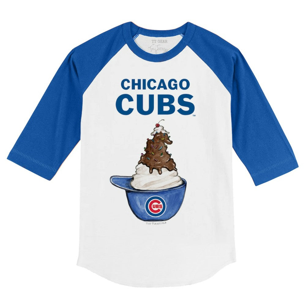 Chicago Cubs Tiny Turnip Youth Sundae Helmet 3/4-Sleeve Raglan T-Shirt - MLB