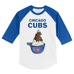 Chicago Cubs Tiny Turnip Youth Sundae Helmet 3/4-Sleeve Raglan T-Shirt - MLB