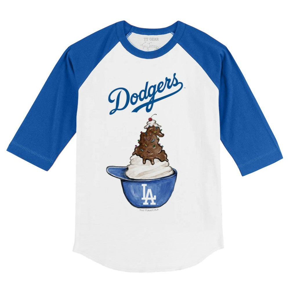Los Angeles Dodgers Tiny Turnip Youth Sundae Helmet 3/4-Sleeve Raglan T-Shirt - MLB