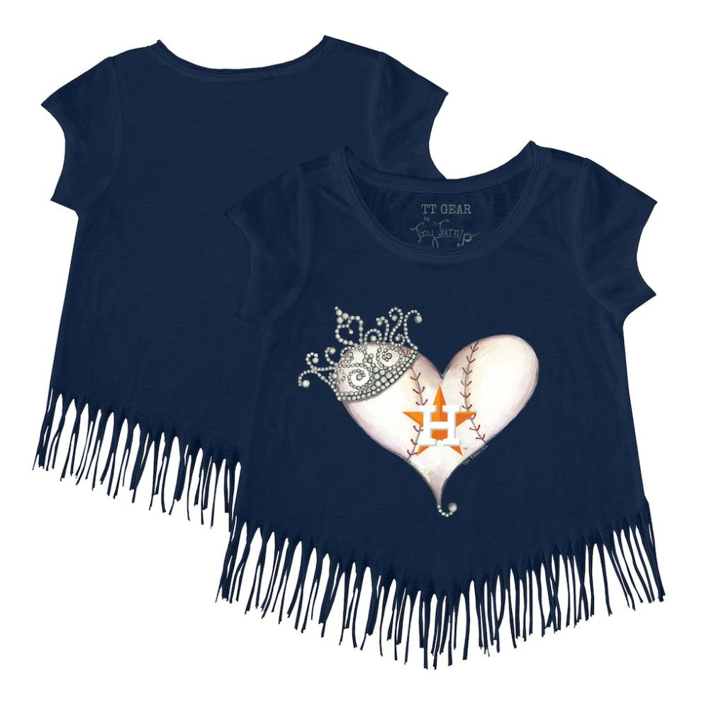 Houston Astros Tiny Turnip Girls Youth Tiara Heart Fringe T-Shirt - MLB