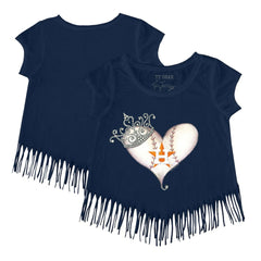 Houston Astros Tiny Turnip Girls Youth Tiara Heart Fringe T-Shirt - MLB