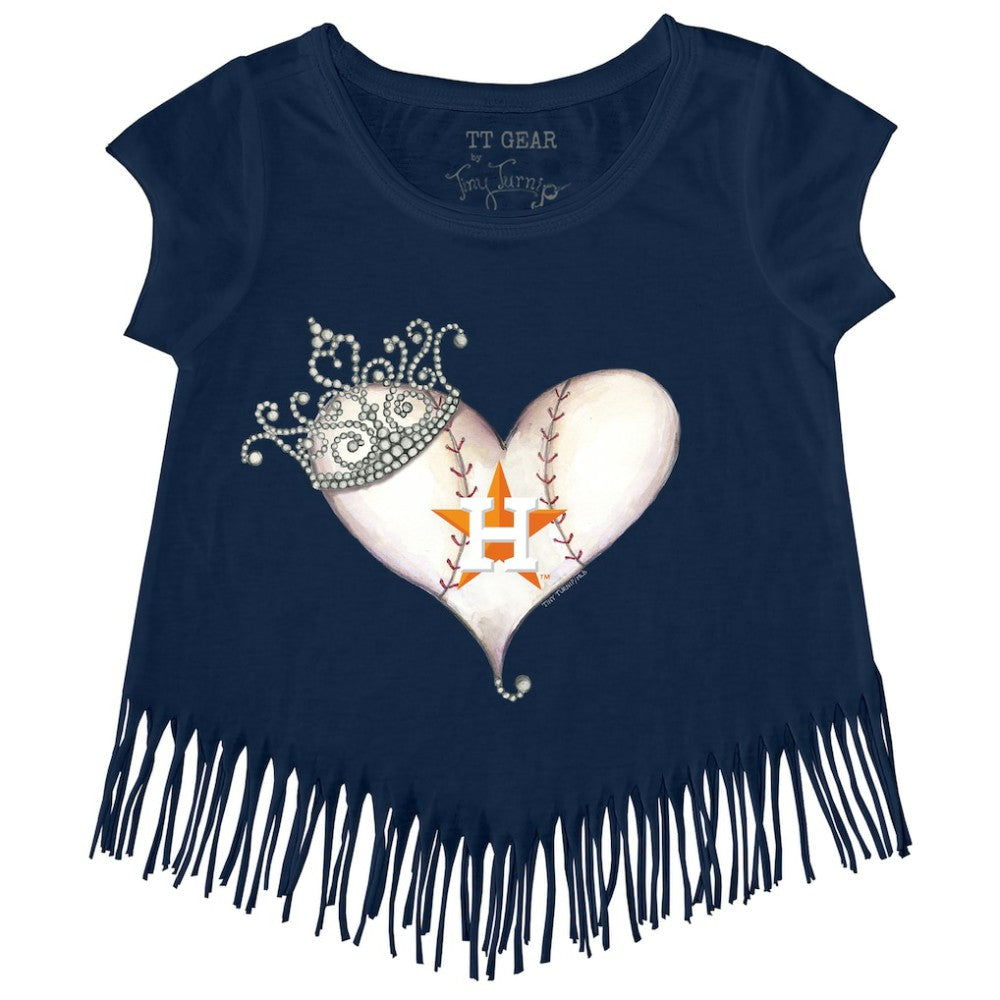 Houston Astros Tiny Turnip Girls Youth Tiara Heart Fringe T-Shirt - MLB