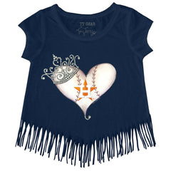 Houston Astros Tiny Turnip Girls Youth Tiara Heart Fringe T-Shirt - MLB