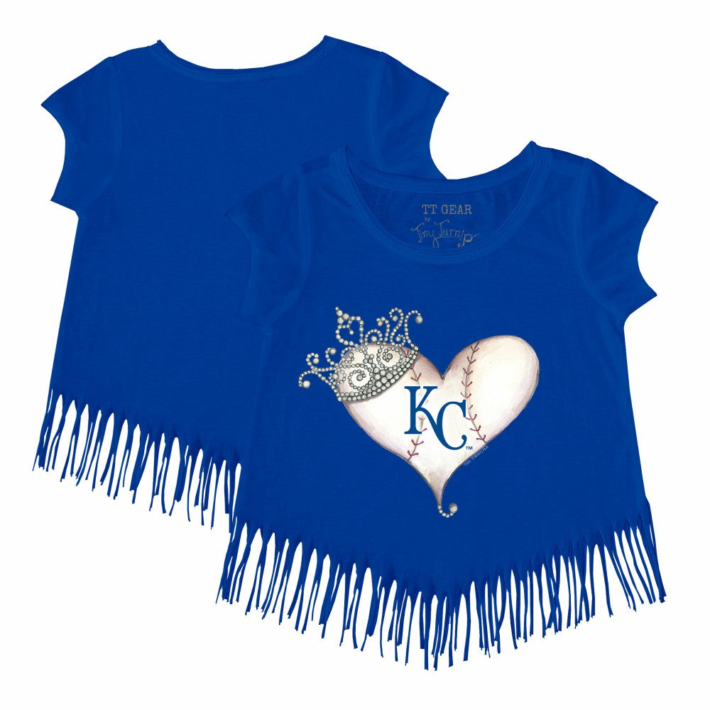 Kansas City Royals Tiny Turnip Girls Youth Tiara Heart Fringe T-Shirt - MLB