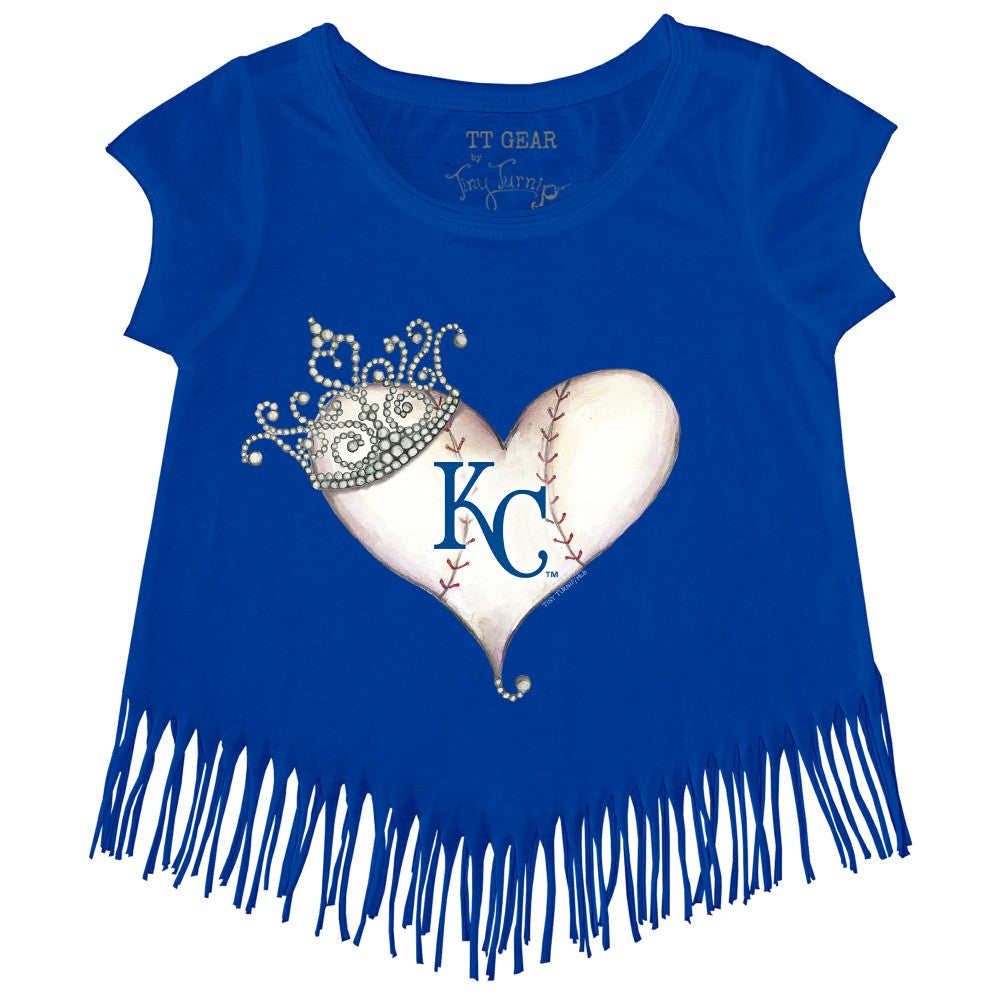 Kansas City Royals Tiny Turnip Girls Youth Tiara Heart Fringe T-Shirt - MLB