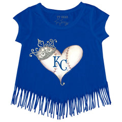 Kansas City Royals Tiny Turnip Girls Youth Tiara Heart Fringe T-Shirt - MLB