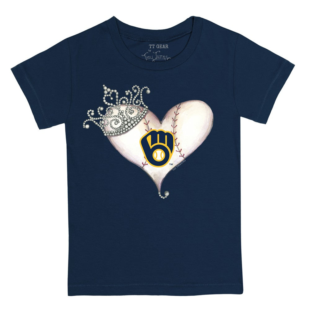 Milwaukee Brewers Tiny Turnip Youth Tiara Heart T-Shirt - MLB