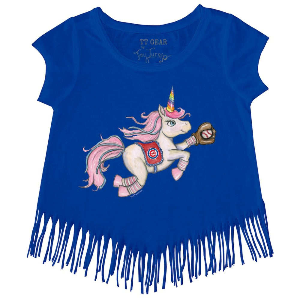 Chicago Cubs Tiny Turnip Girls Youth Unicorn Fringe T-Shirt - MLB