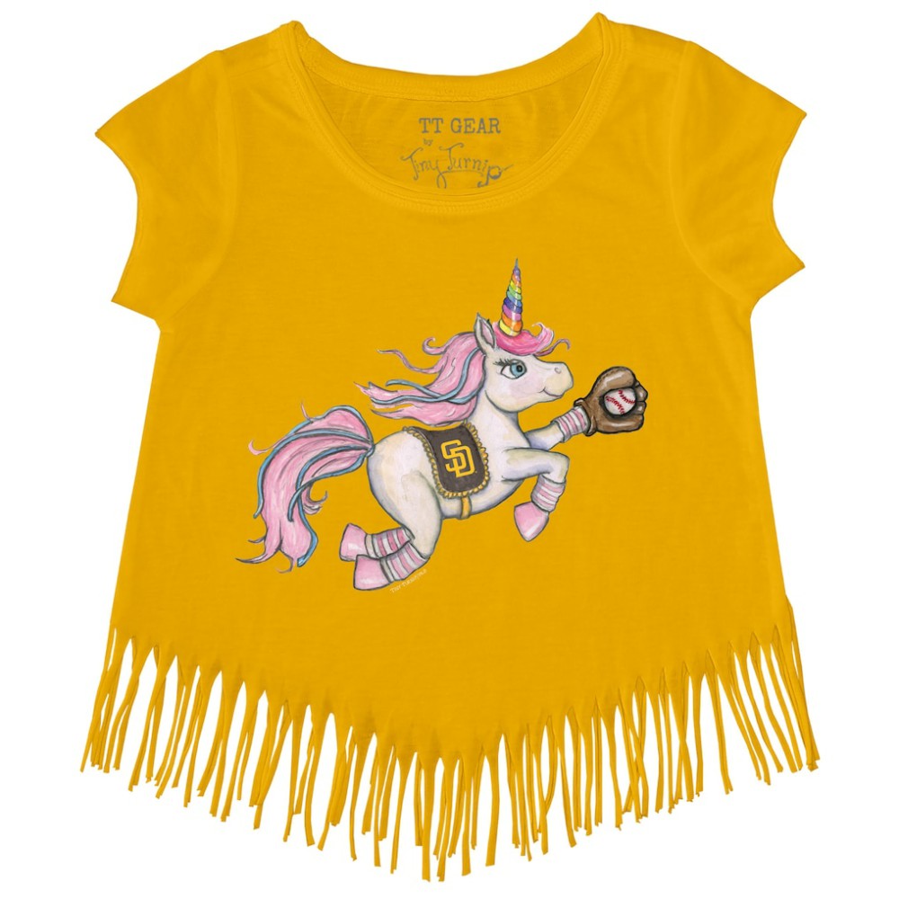 San Diego Padres Tiny Turnip Girls Youth Unicorn Fringe T-Shirt - MLB