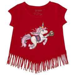 Boston Red Sox Tiny Turnip Girls Youth Unicorn Fringe T-Shirt - MLB