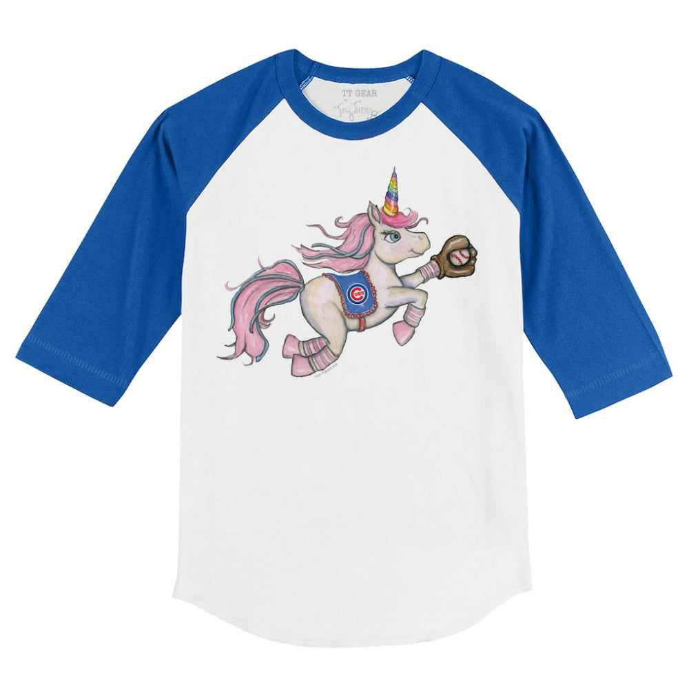 Chicago Cubs Tiny Turnip Youth Unicorn 3/4-Sleeve Raglan T-Shirt - MLB