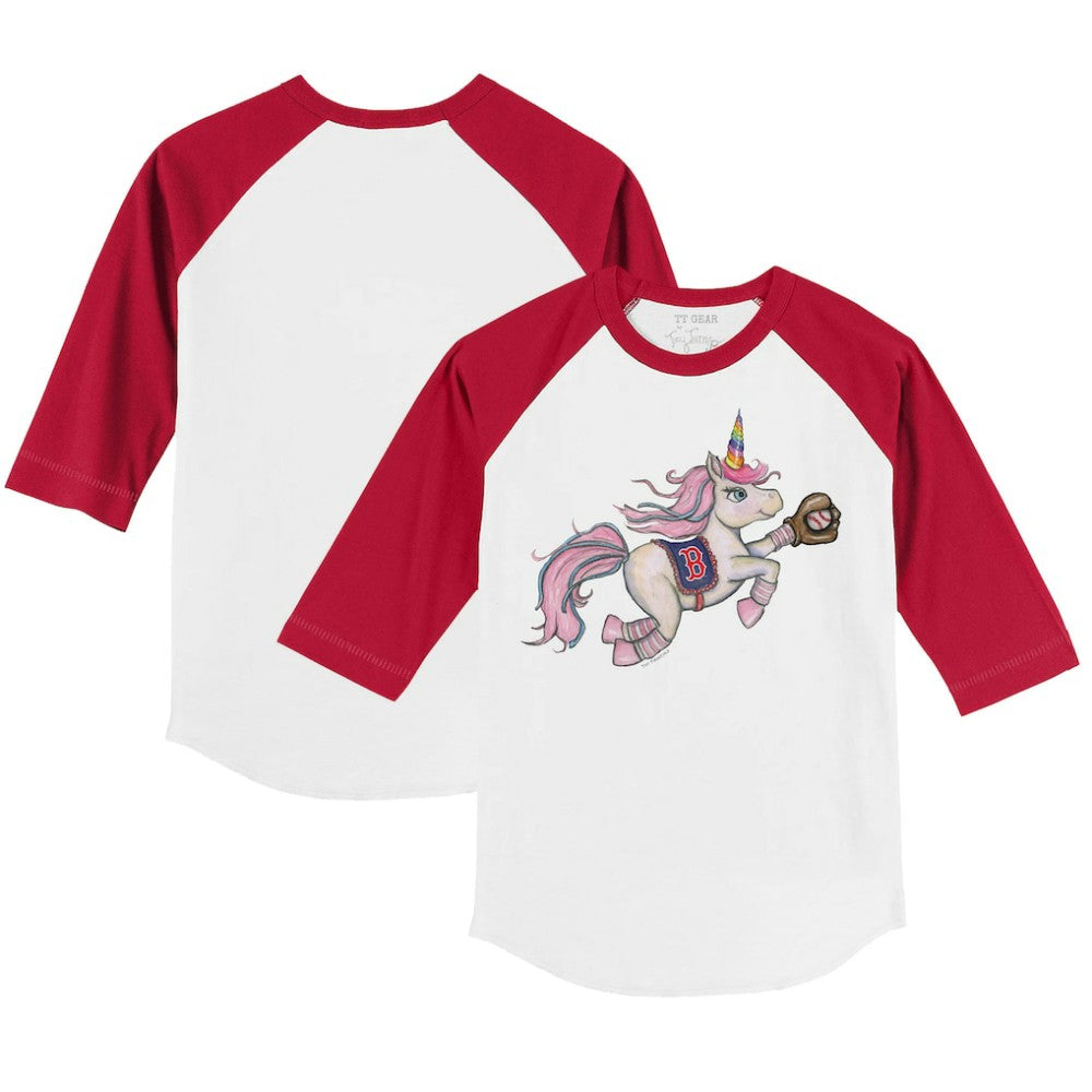 Boston Red Sox Tiny Turnip Youth Unicorn 3/4-Sleeve Raglan T-Shirt - MLB