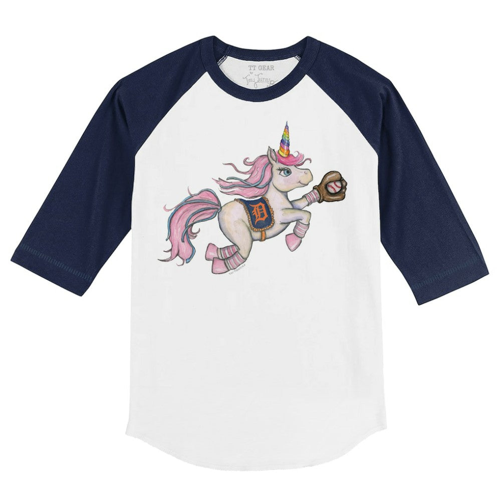 Detroit Tigers Tiny Turnip Youth Unicorn 3/4-Sleeve Raglan T-Shirt - MLB