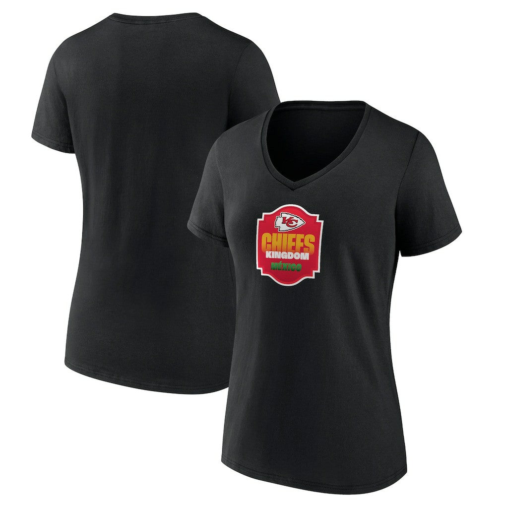 Kansas City Chiefs Women's Kingdom Mexico V-Neck T-Shirt Black | NFL