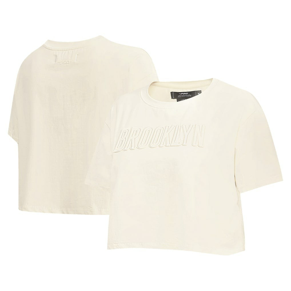 Brooklyn Nets Pro Standard Women's Neutral Boxy Crop T-Shirt Cream - NBA