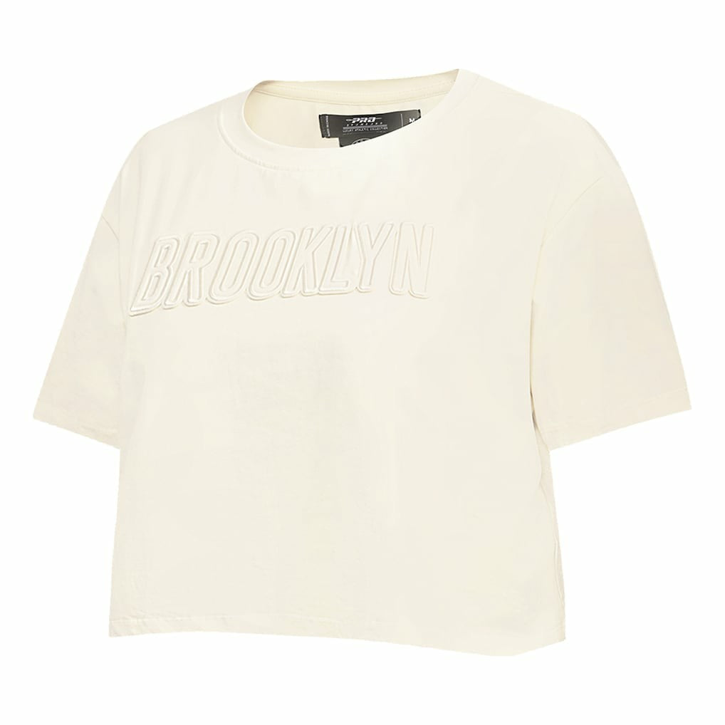 Brooklyn Nets Pro Standard Women's Neutral Boxy Crop T-Shirt Cream - NBA