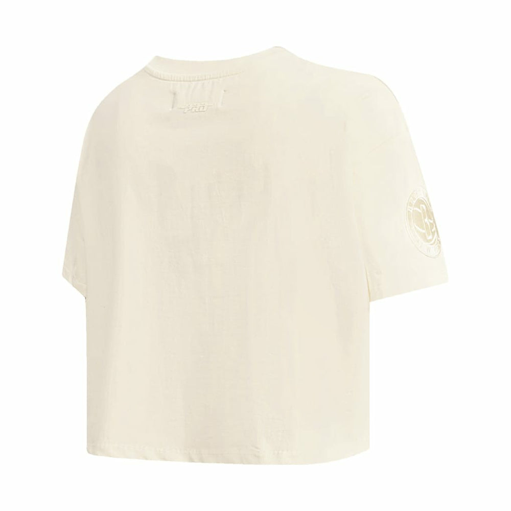 Brooklyn Nets Pro Standard Women's Neutral Boxy Crop T-Shirt Cream - NBA