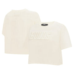 Chicago Bulls Pro Standard Women's Neutral Boxy Crop T-Shirt Cream - NBA