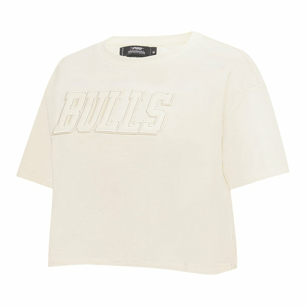 Chicago Bulls Pro Standard Women's Neutral Boxy Crop T-Shirt Cream - NBA
