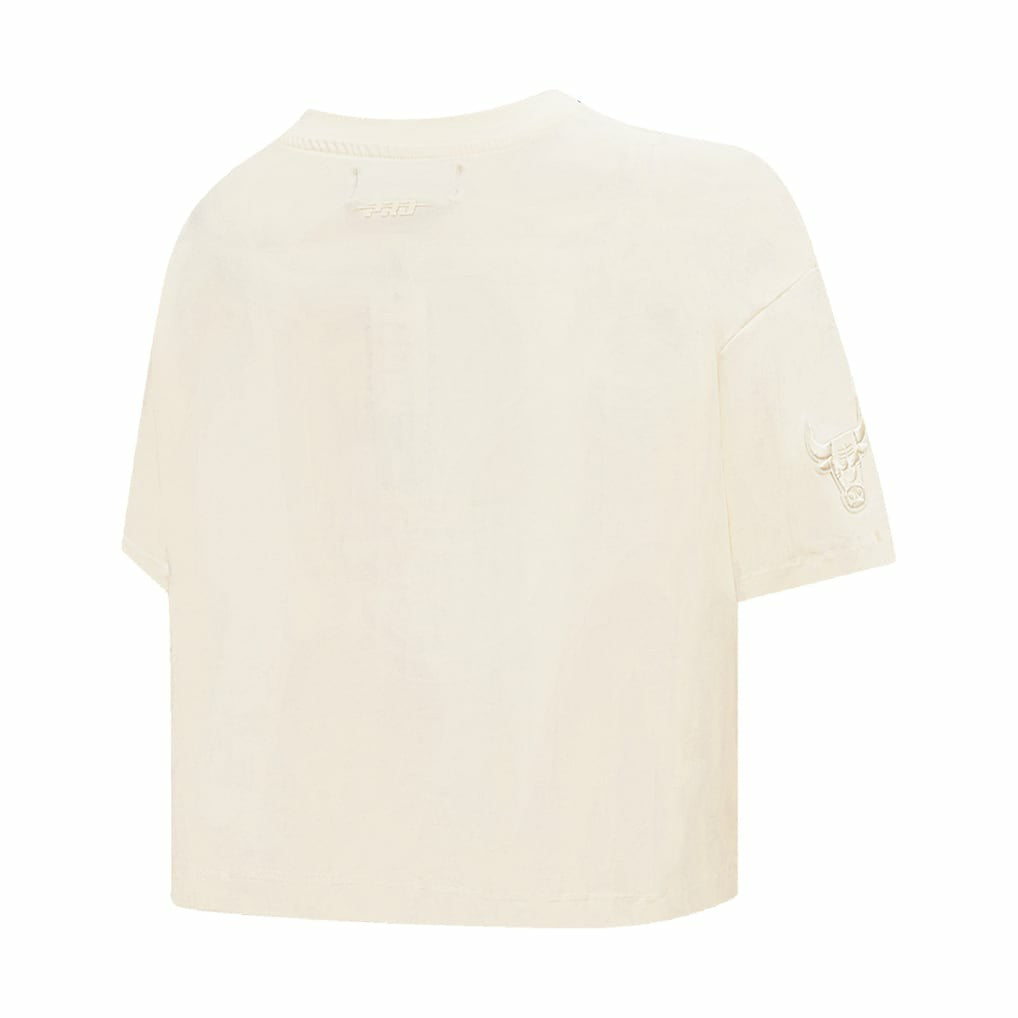 Chicago Bulls Pro Standard Women's Neutral Boxy Crop T-Shirt Cream - NBA