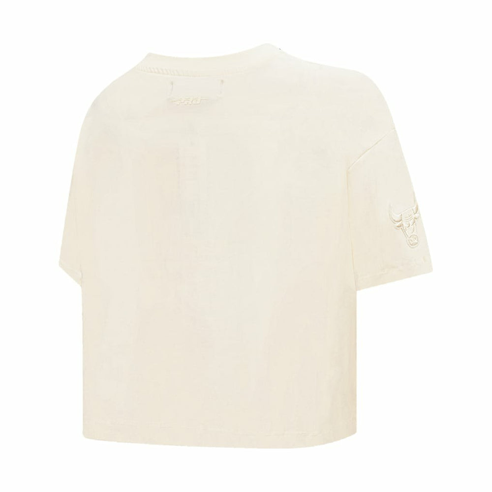 Chicago Bulls Pro Standard Women's Neutral Boxy Crop T-Shirt Cream - NBA