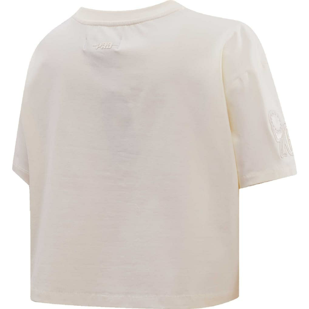 Philadelphia 76ers Pro Standard Women's Neutral Boxy Crop T-Shirt Cream - NBA