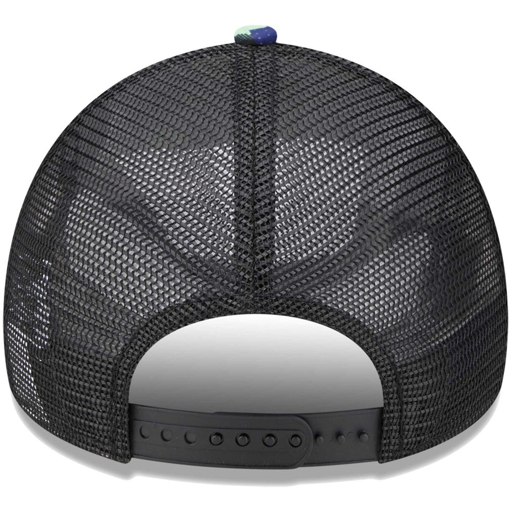 Tottenham Hotspur New Era Black Glitch All Over Print E-Frame Trucker Adjustable Hat | New Era