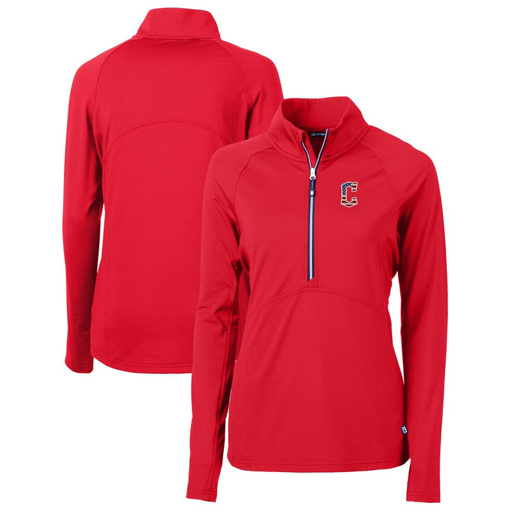 Cleveland Guardians Cutter & Buck Women's Americana Logo Adapt Eco Knit Stretch Recycled Half-Zip Pullover Top - MLB