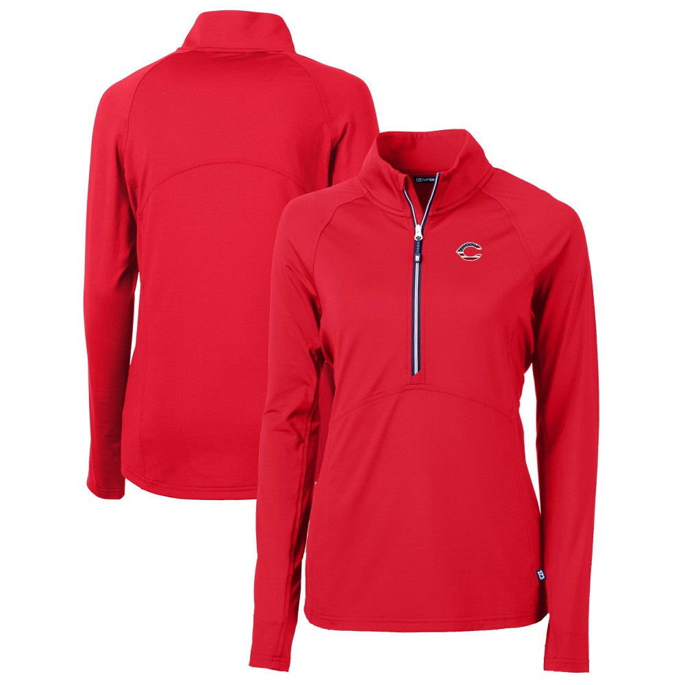 Cincinnati Reds Cutter & Buck Women's Americana Logo Adapt Eco Knit Stretch Recycled Half-Zip Pullover Top - MLB