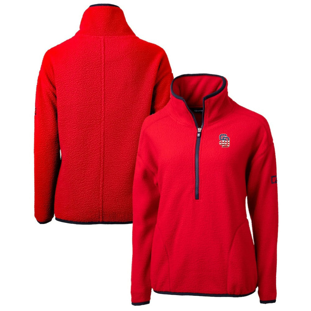 San Diego Padres Cutter & Buck Women's Americana Logo Cascade Eco Sherpa Fleece Half-Zip Pullover Jacket - MLB