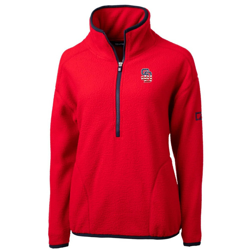 San Diego Padres Cutter & Buck Women's Americana Logo Cascade Eco Sherpa Fleece Half-Zip Pullover Jacket - MLB