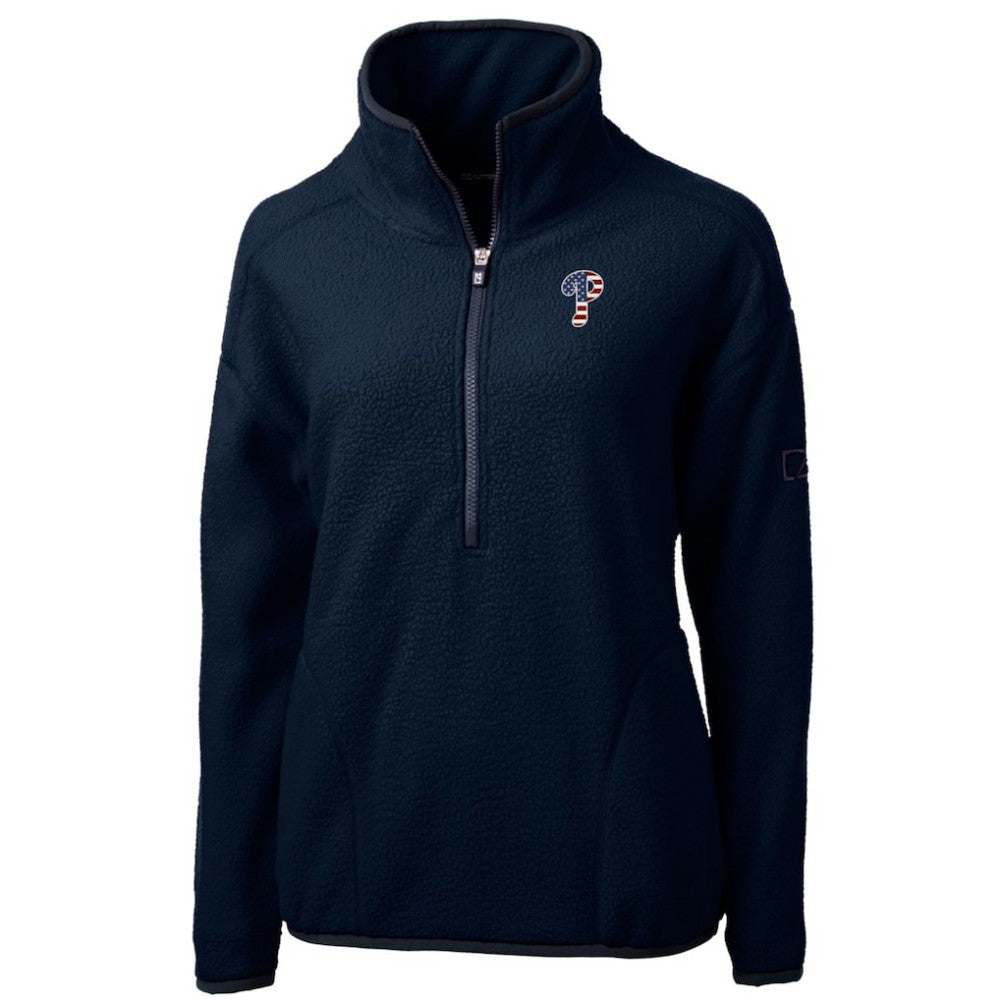 Philadelphia Phillies Cutter & Buck Women's Americana Logo Cascade Eco Sherpa Fleece Half-Zip Pullover Jacket - MLB